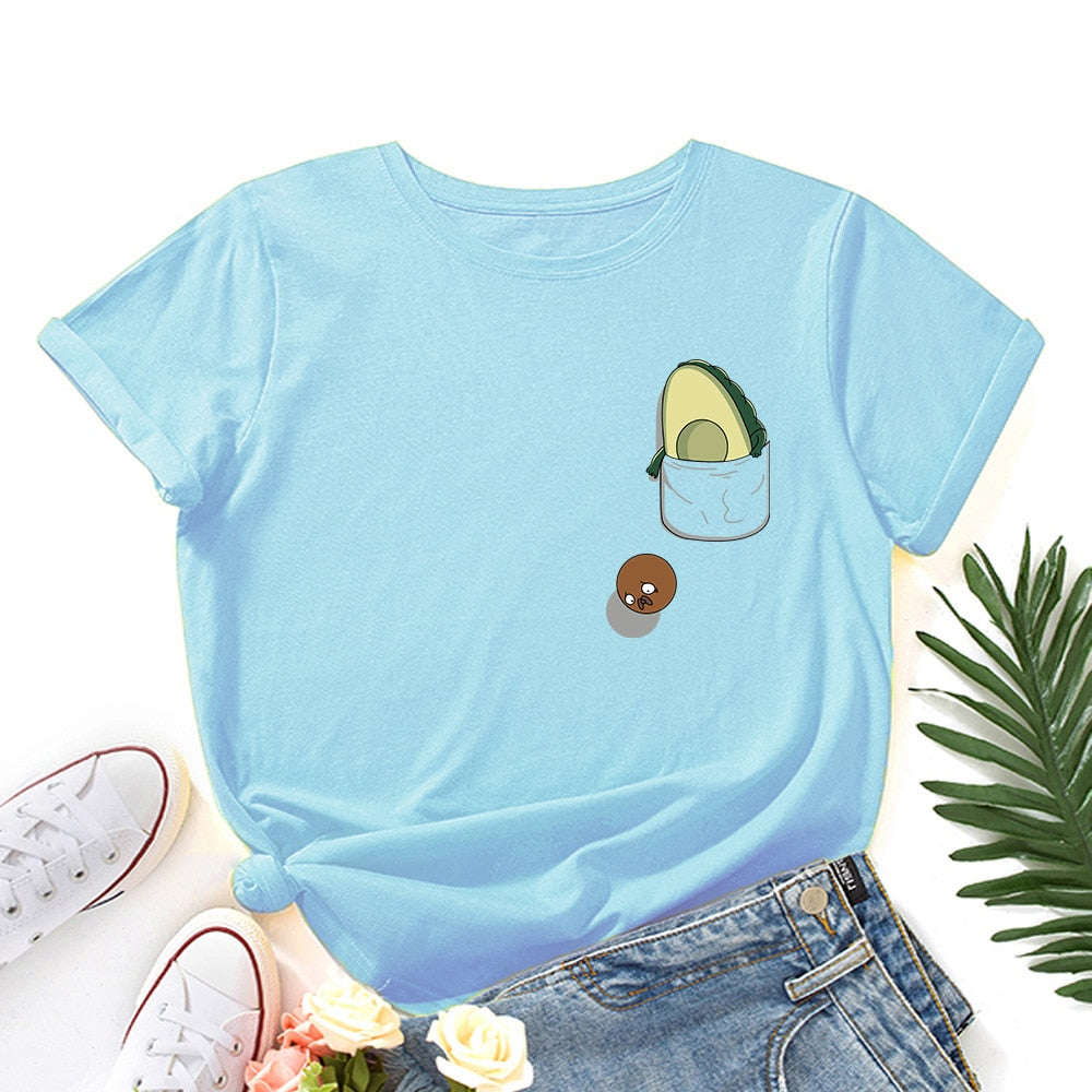 Damski T-shirt z motywem awokado