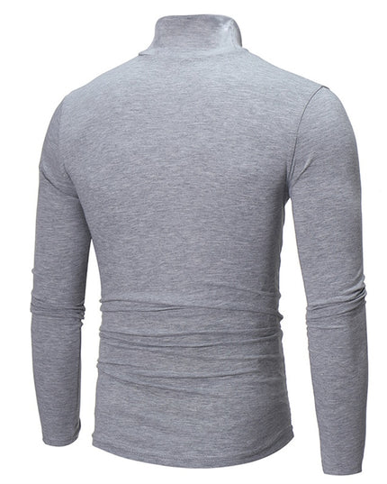 Męska koszulka z długim rękawem dopasowana z golfem