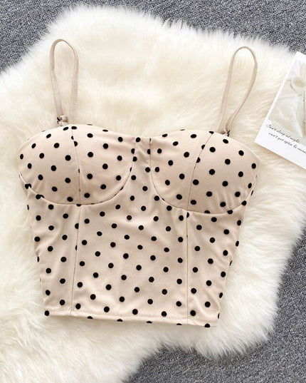 Damski gorsetowy top na ramiączkach w grochy