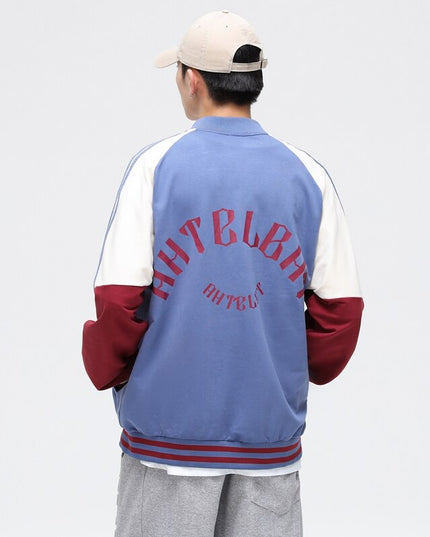 Męska kurtka przejściowa bomberka bejsbolówka z kontrastowymi rękawami