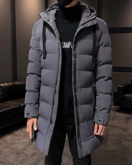 Męska długa kurtka zimowa z kapturem