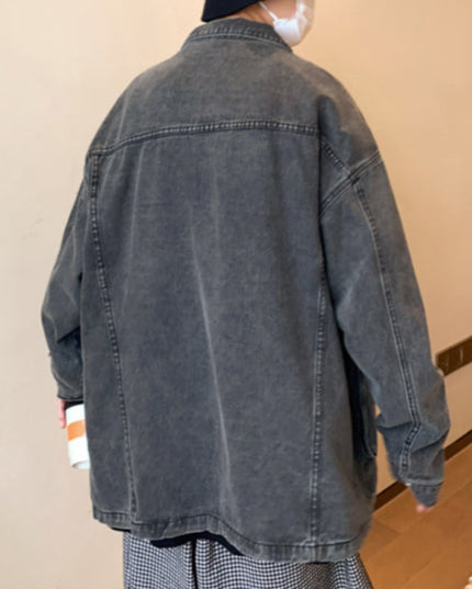 Męska kurtka jeansowa luźna z dużymi kieszeniami