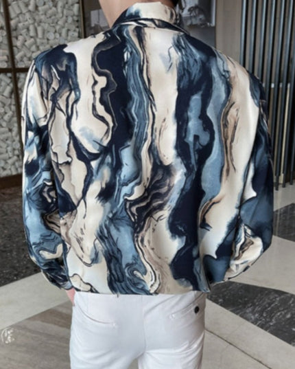 Męska koszula o luźnym kroju w abstrakcyjne wzory