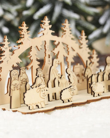 Świąteczna figurka drewniana w kształcie szopki