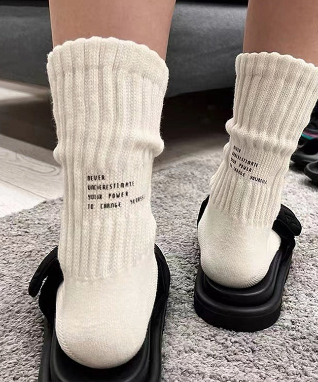 Skarpetki męskie długie z napisami minimalistycznymi ciepłe