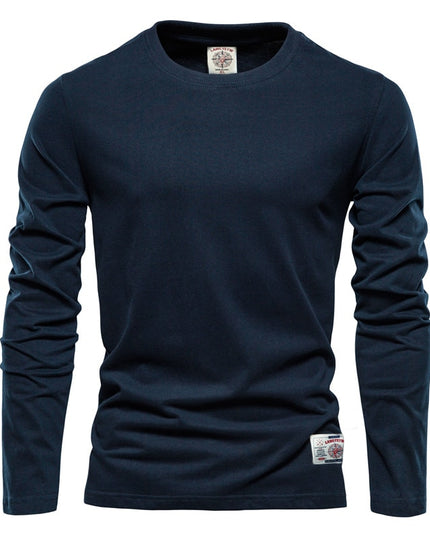 Męska koszulka z długim rękawem klasyczna z okrągłym dekoltem