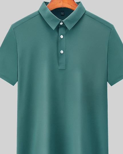 Męska koszulka polo jednokolorowa z białymi guzikami