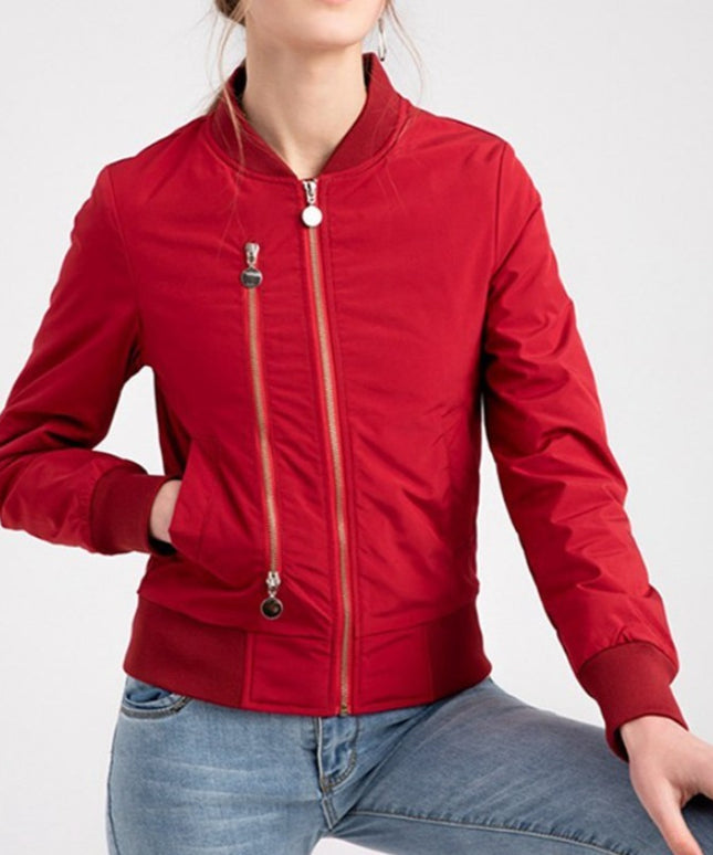 Damska kurtka przejściowa bomberka z zamkiem