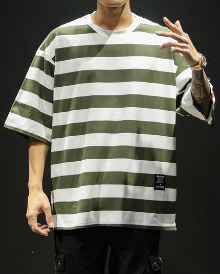 Męski T-shirt oversize w paski