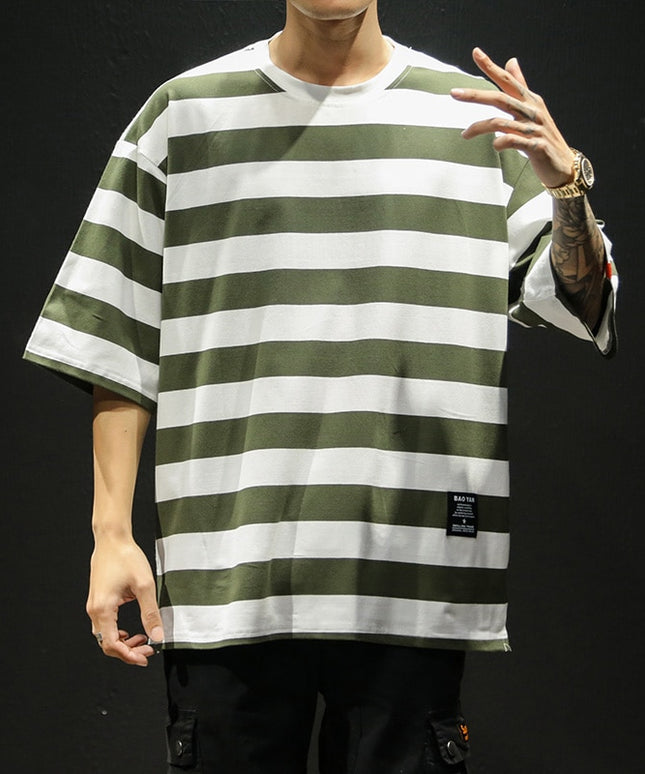 Męski T-shirt oversize w paski