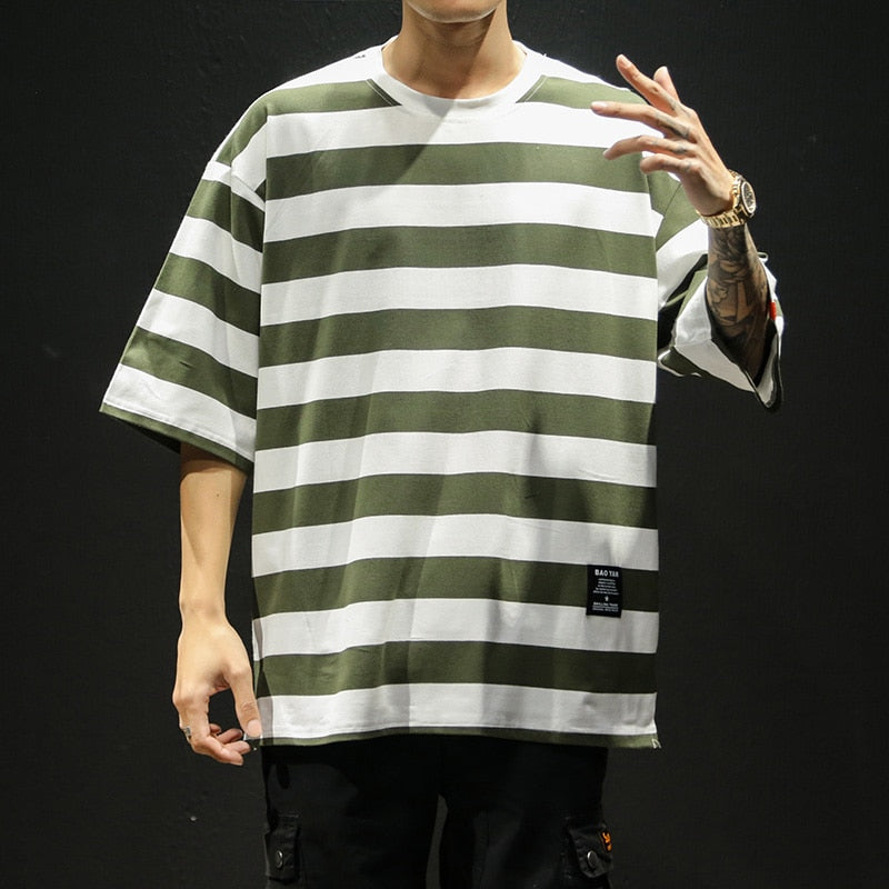Męski T-shirt oversize w paski