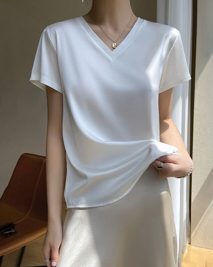 Damski T-shirt z satynowej tkaniny