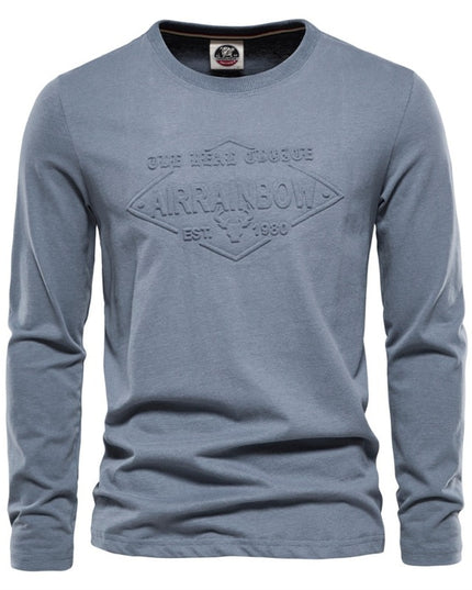 Męska koszulka z długim rękawem o prostym kroju z nadrukiem