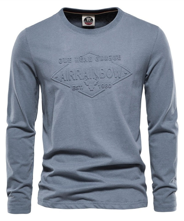 Męska koszulka z długim rękawem o prostym kroju z nadrukiem