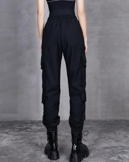 Damskie spodnie cargo z wysokim stanem