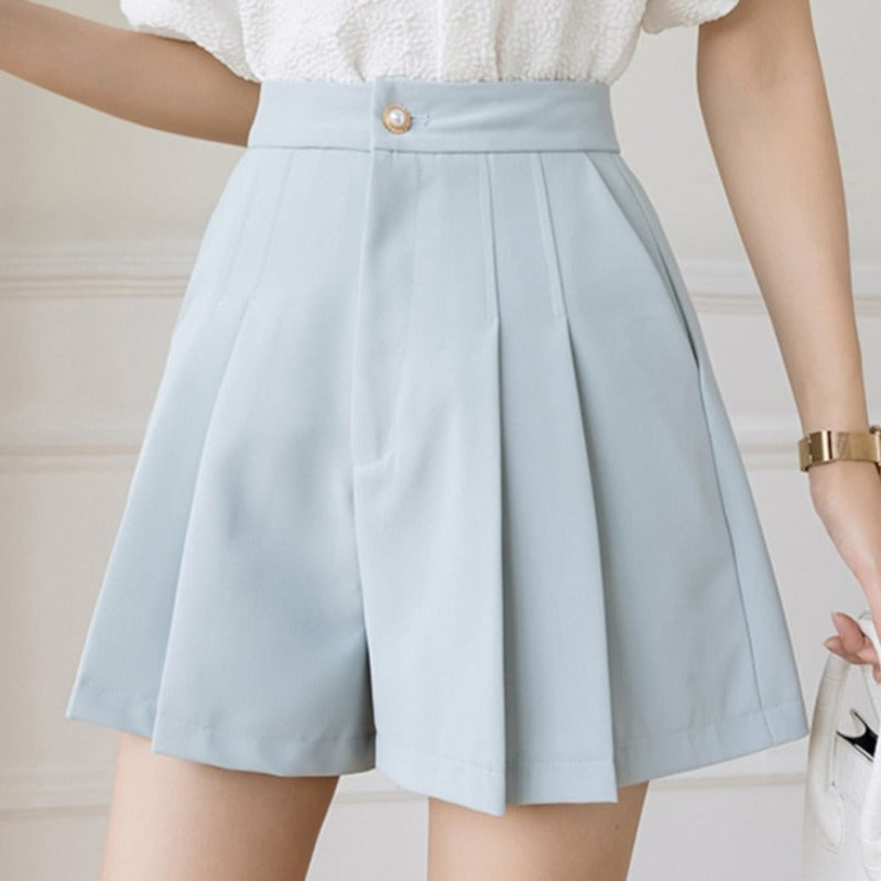 Damskie szorty eleganckie z ozdobnym guzikiem