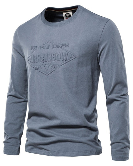 Męska koszulka z długim rękawem o prostym kroju z nadrukiem