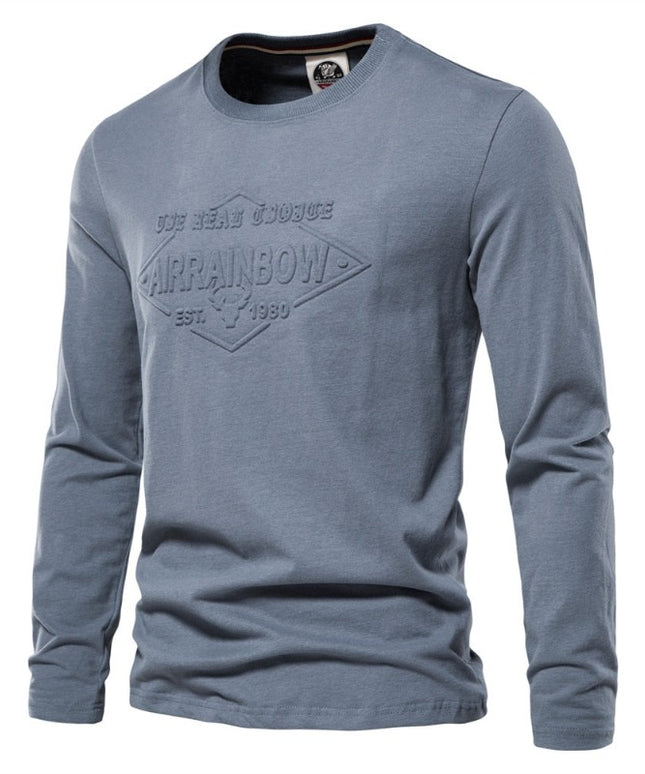 Męska koszulka z długim rękawem o prostym kroju z nadrukiem