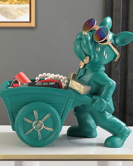 Figurka funkcjonalna buldog francuski ze złotymi dodatkami