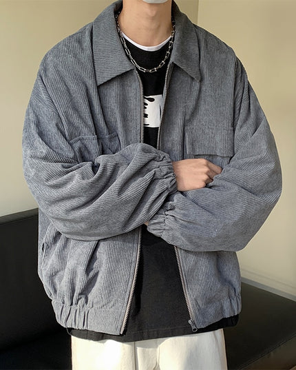Męska kurtka przejściowa sztruksowa luźna