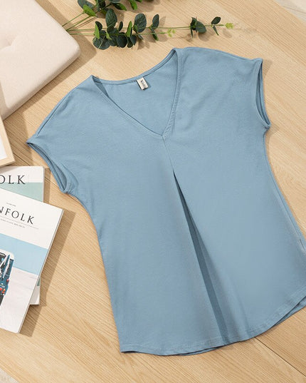 Damski T-shirt z dekoltem V o luźnym kroju