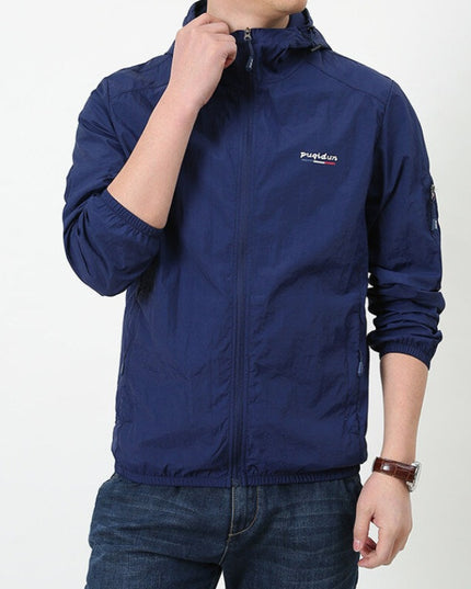 Męska kurtka przejściowa przeciwdeszczowa z kapturem