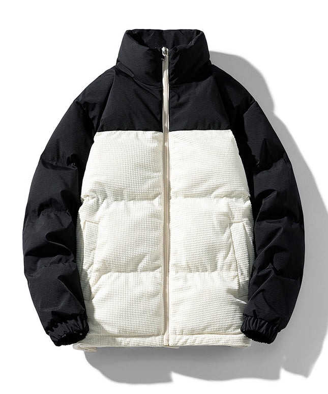 Męska kurtka zimowa puchowa z kontrastowymi kolorami