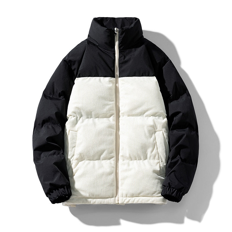 Męska kurtka zimowa puchowa z kontrastowymi kolorami