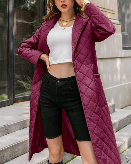 Damski płaszcz zimowy pikowany z kieszeniami