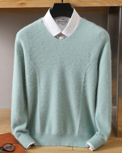 Męski sweter kaszmirowy z dekoltem w serek