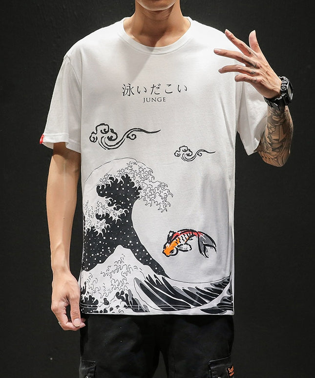 Męski T-shirt z motywem fali