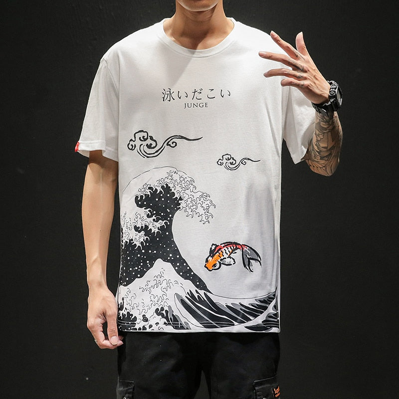 Męski T-shirt z motywem fali