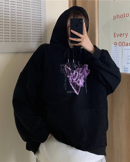 Męska bluza z kapturem i fioletowym nadrukiem