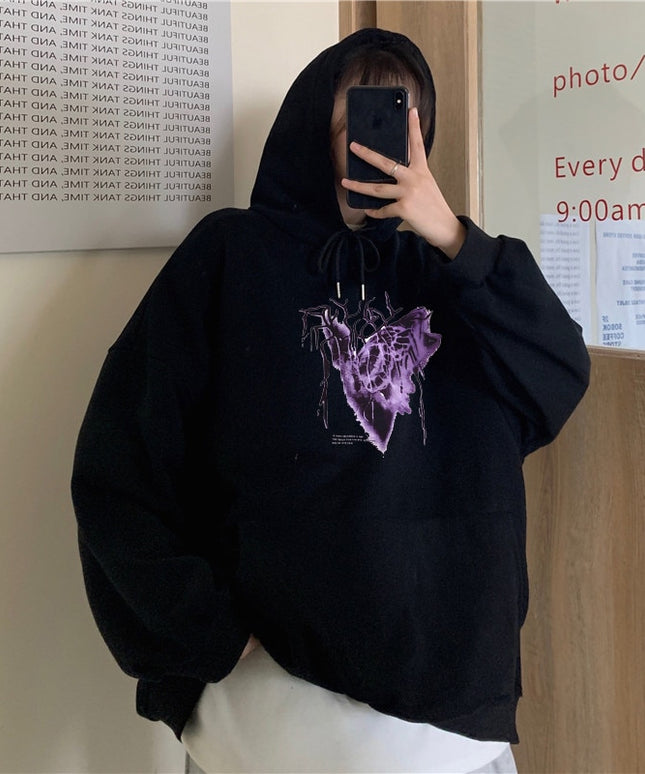 Męska bluza z kapturem i fioletowym nadrukiem