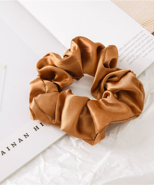 Gumka do włosów scrunchie brązowa - Akcesoria do stylizacji włosów