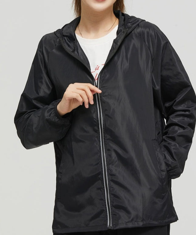 Damska kurtka przejściowa przeciwdeszczowa cienka z kapturem