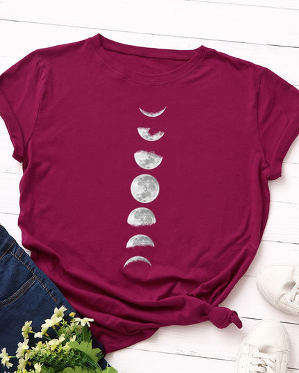 Damski T-shirt klasyczny z nadrukiem z motywem księżyca