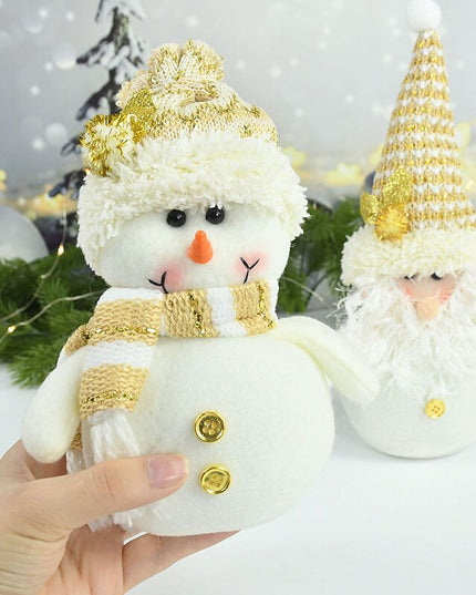 Świąteczna figurka złoto-biała w kształcie bałwanka