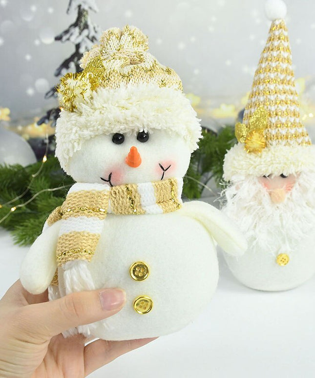 Świąteczna figurka złoto-biała w kształcie bałwanka