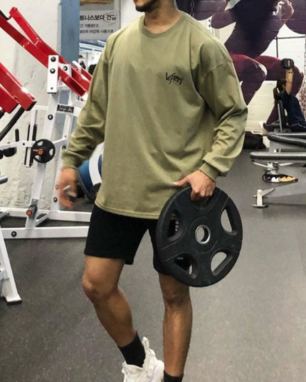 Męska koszulka z długim rękawem sportowa z napisem