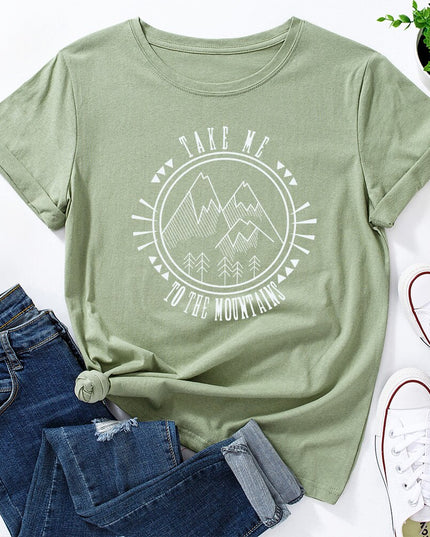 Damski T-shirt z nadrukiem z motywem gór