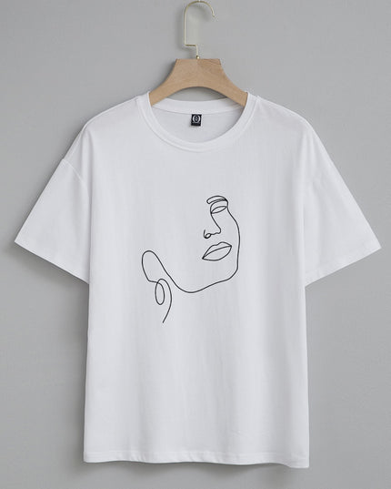 Damski T-shirt z nadrukiem z minimalistycznym motywem