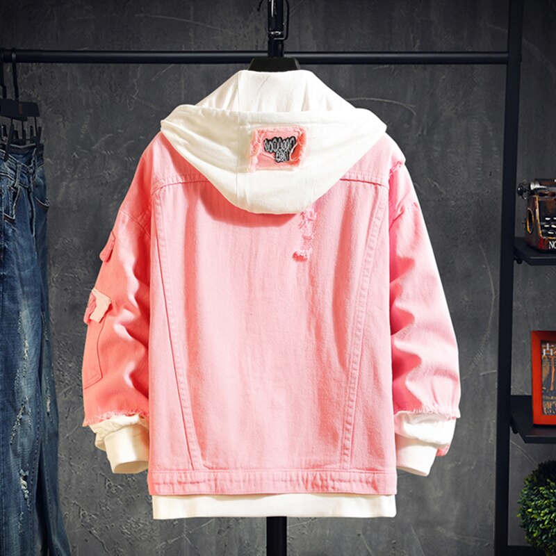 Męska kurtka jeansowa oversize z kapturem