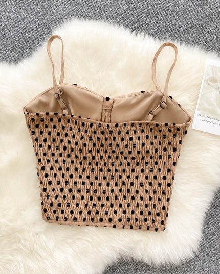 Damski gorsetowy top na ramiączkach w grochy