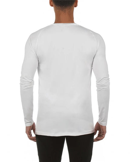 Męska koszulka z długim rękawem dopasowana z okrągłym dekoltem