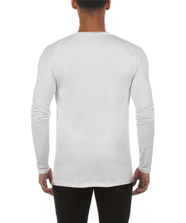 Męska koszulka z długim rękawem dopasowana z okrągłym dekoltem