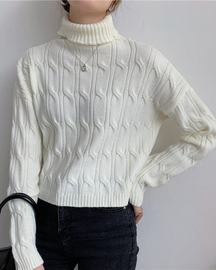 Damski sweter teksturowany z golfem