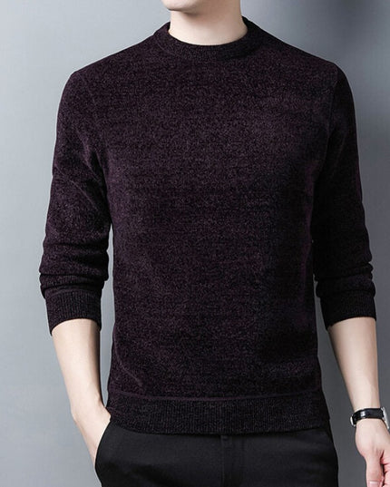 Męski sweter z dekoltem w łódkę z melanżowego materiału