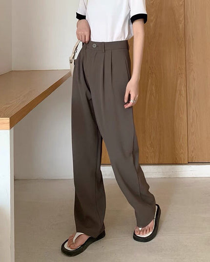 Damskie spodnie chinosy z rozszerzanymi nogawkami i marszczeniem