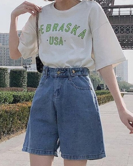 Damskie szorty Mom jeans z wysokim stanem